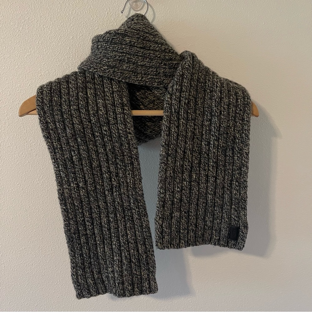 Vintage 90s Polo Ralph Lauren 100% Lambswool Ribbed Scarf Marled Blue Gray-64x8” - Picture 2 of 5